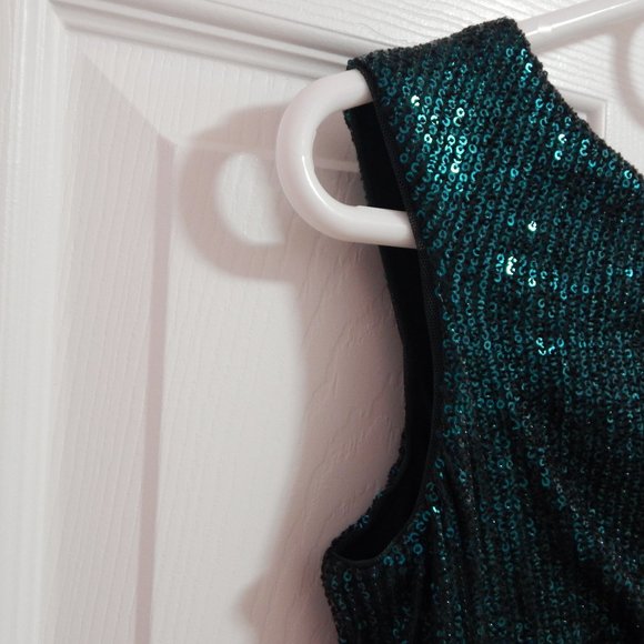 Ralph Lauren Green Sequin Off-Shoulder Formal Party Cocktail Dress - Picture 4 of 4